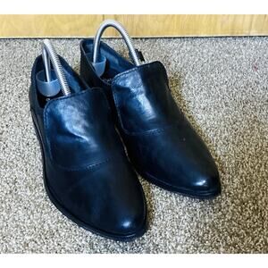 Free People Sz 8.5-9 EU 39 1/2 Black Brady Leather Slip On Loafer